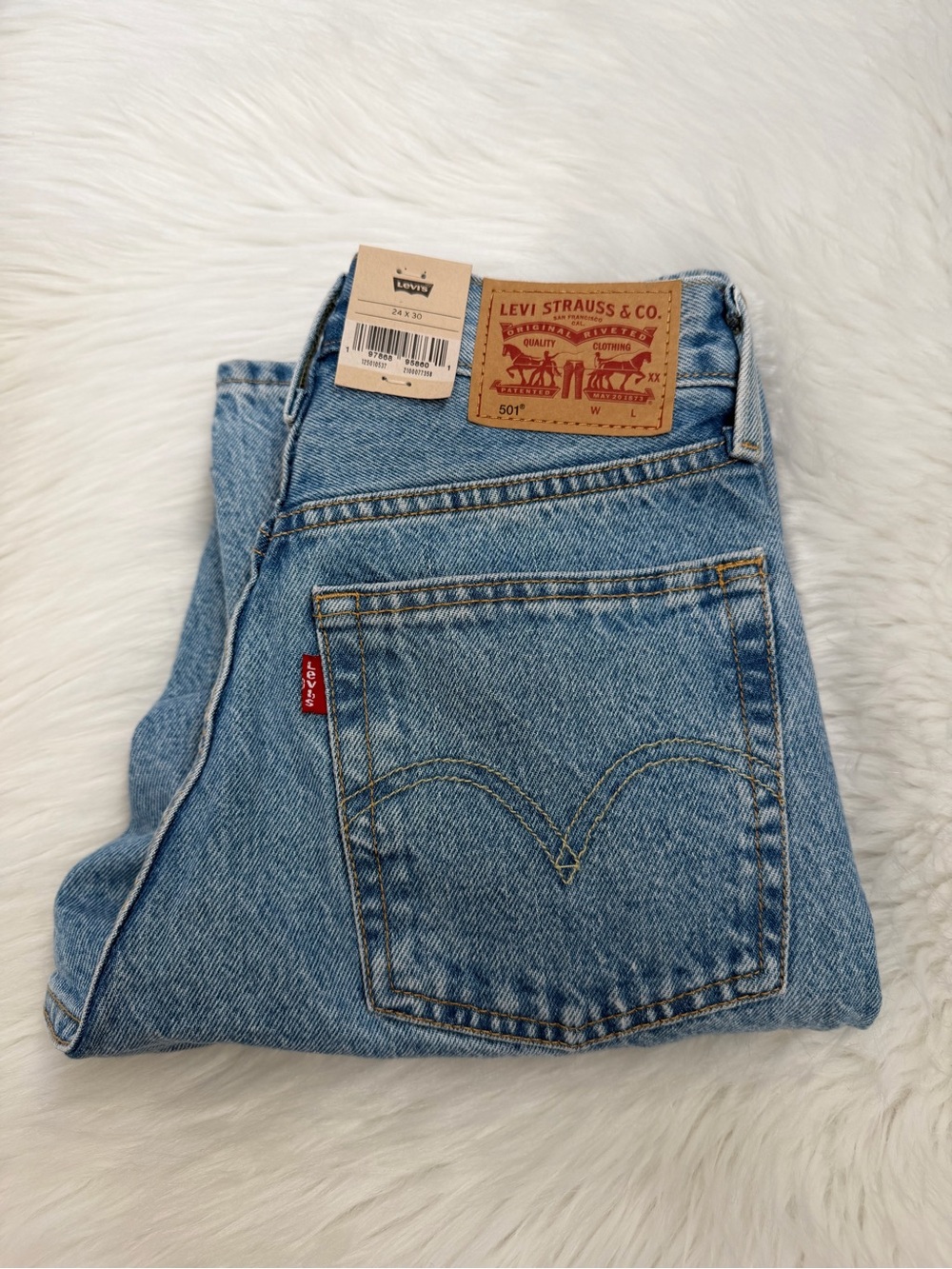 Levi's 501 Original Blue w/Silver Panels Straight Jeans 24 x 30